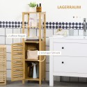 Bambusest vannitoakapp restukse ja reguleeritavate riiulitega, 33 × 30 × 120 cm