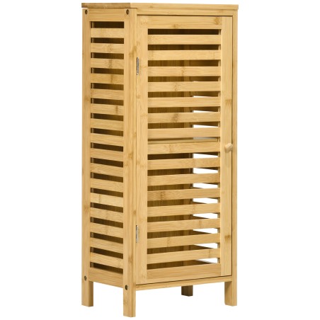 Bambusest vannitoakapp restukse ja reguleeritava riiuliga, 30 × 19,9 × 70 cm