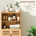 Bambusest vannitoakapp lamellustega, 2 riiuli ja kapiga, 50 × 29 × 92 cm