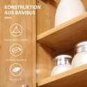 Bambusest vannitoakapp peegeluste ja siselahtritega, 65,2 × 14 × 50 cm