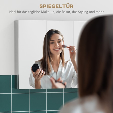 Roostevabast terasest vannitoa peegelkapp 3 peegelukse ja 5 riiuliga