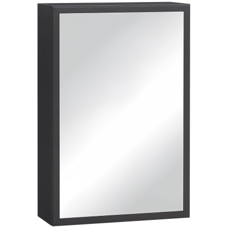 Terasest peegelkapp kolme riiuliosa ja pehmelt sulguvate hingedega, must, 40 × 15 × 60 cm