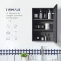Terasest peegelkapp kolme riiuliosa ja pehmelt sulguvate hingedega, must, 40 × 15 × 60 cm