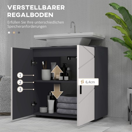 Valamu aluskapp 2 tasandiga, puit, helehall