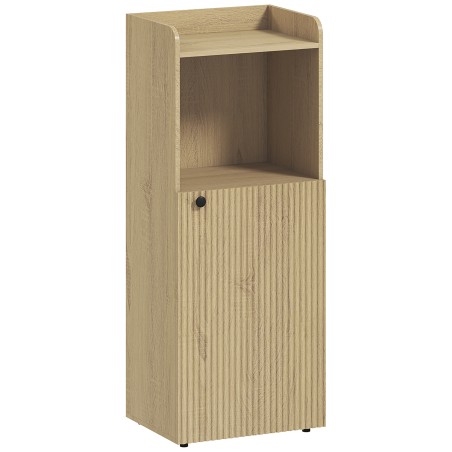 Vannitoa nišikapp avatud ja reguleeritavate riiulitega, 40 × 31 × 104 cm, kollane tamm