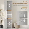 Kitsas vannitoa kõrge kapp 2 ukse ja 2 avatud riiuliga, valge, 30 × 34,6 × 182 cm