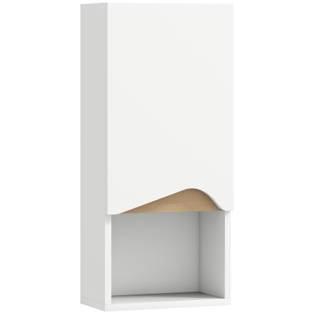 Vannitoa seinakapp pehmelt sulguva ukse ja avatud riiuliga, valge, 30 × 17 × 67 cm