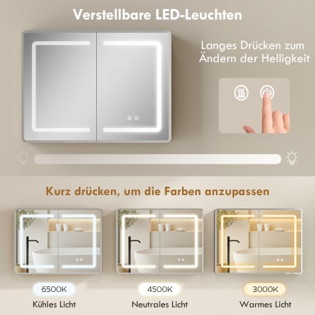 LED-valgustusega vannitoa peegelkapp 60 × 80 cm, uduvastane, hämardatav