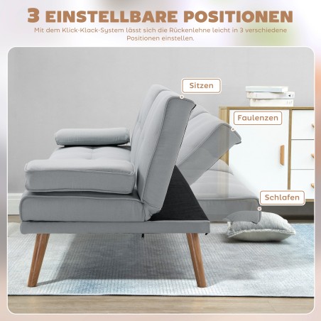 3-kohaline diivanvoodi klapplaua ja topsihoidjaga, linase välimusega, helehall