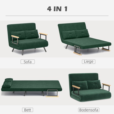 Naturaalroheline 2-kohaline sametdiivanvoodi 2 padjaga