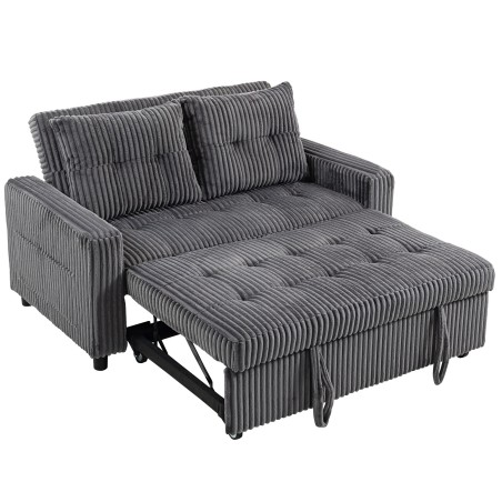 2-kohaline diivanvoodi velvetise katte, 2 padja ja küljetaskutega, 157 × 190 cm, tumehall