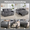 2-kohaline diivanvoodi velvetise katte, 2 padja ja küljetaskutega, 157 × 190 cm, tumehall