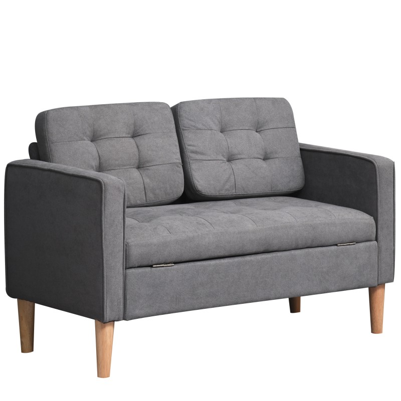 Kahekohaline panipaigaga diivan sametise katte ja puitjalgadega, hall