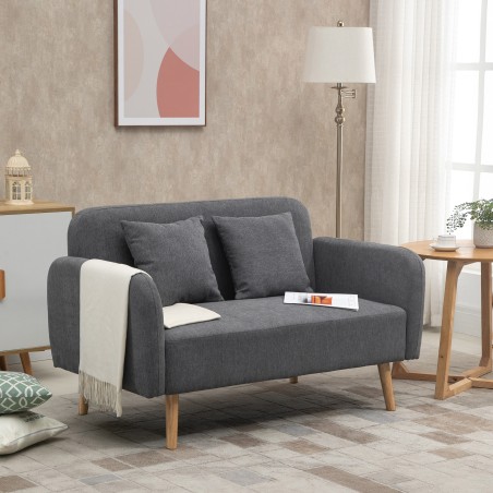 Kahekohaline sametise välimusega diivan 2 padjaga, hall, 130 × 70 × 80 cm