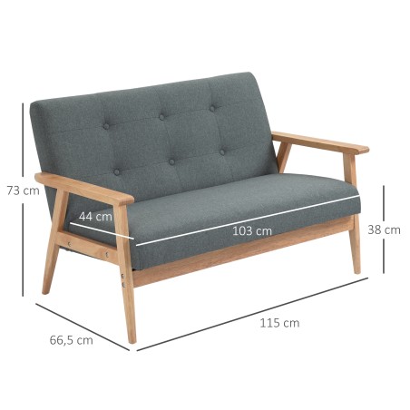 2-kohaline diivan 115 cm, linase välimusega, tumehall