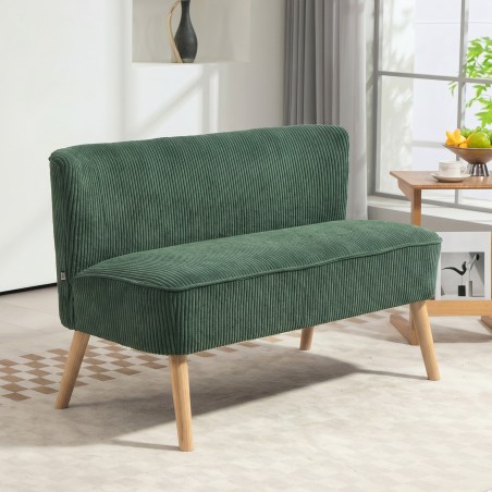 2-kohaline roheline sametise polüesterkattega diivan 117 × 56,5 × 77 cm
