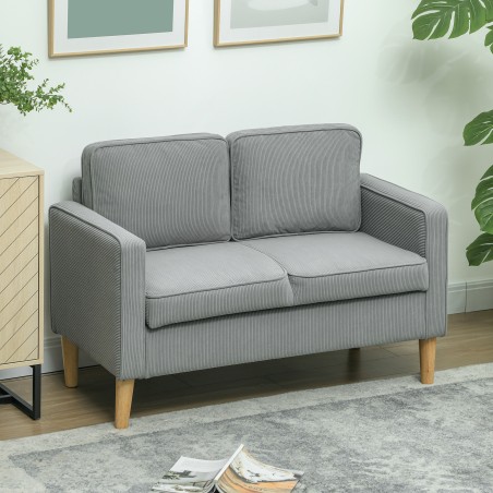 Helehall kahekohaline panipaigaga diivan puidust jalgadel, 117 × 63 × 79 cm