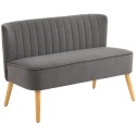 Retrostiilis kahekohaline diivan puidust jalgadega, 117 × 56,5 × 77 cm, tumehall