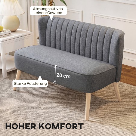 2-kohaline linase välimusega diivan puitraamiga, hall
