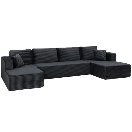 Modulaarne U-kujuline diivanvoodi 2 lamamistooliga, tumehall