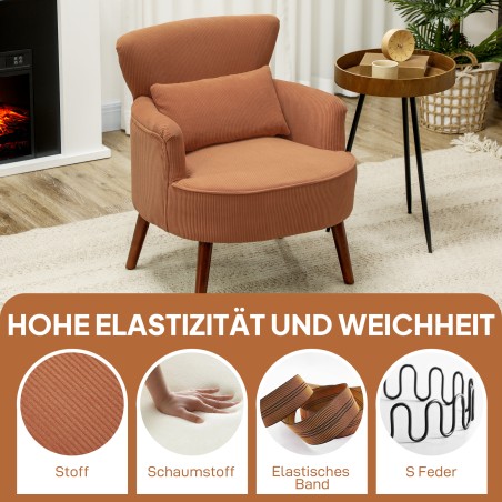 Moodne polsterdatud tugitool nimmepadjaga, oranž