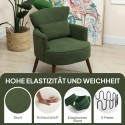 Moodne polsterdatud tugitool nimmepadjaga, roheline
