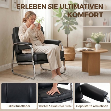 Kunstnahast tugitool laia istme ja terasjalgadega, must