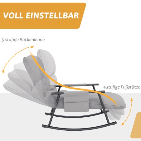Kiiktool reguleeritava seljatoe ja jalatoega, küljetasku, hall