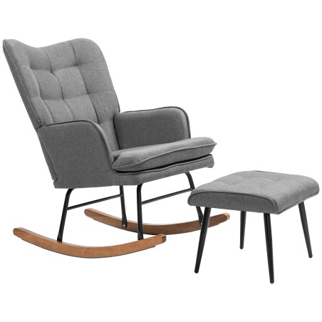Kiiktool taburetiga, kuni 130 kg, linase välimusega, 64 × 89 × 90 cm, tumehall