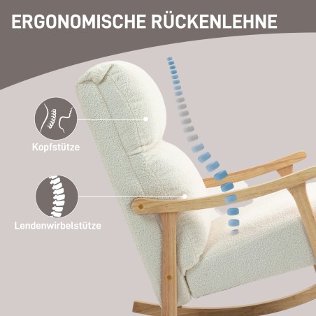 Sametise kattega kiiktool ergonoomilise seljatoega, kreemvalge
