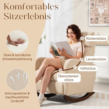 Polsterdatud velvetkangast kiiktool küljetaskutega, beež
