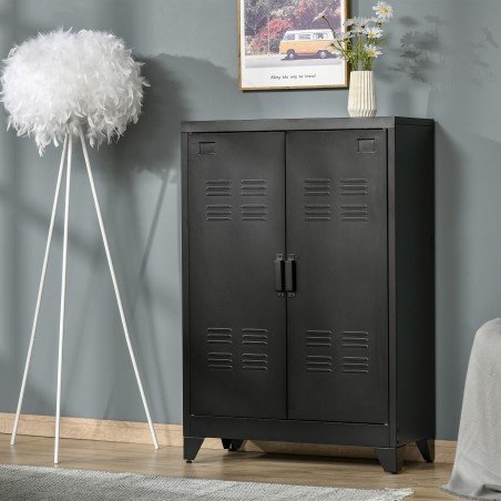Metallist dokumendikapp magnetiliste lamellustega, must, 75 × 33 × 110 cm