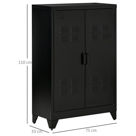 Metallist dokumendikapp magnetiliste lamellustega, must, 75 × 33 × 110 cm