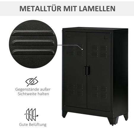 Metallist dokumendikapp magnetiliste lamellustega, must, 75 × 33 × 110 cm