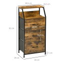 Hoiukapp riidest sahtlite, MDF-riiulite ja terasraamiga, pruun