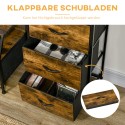 Hoiukapp riidest sahtlite, MDF-riiulite ja terasraamiga, pruun
