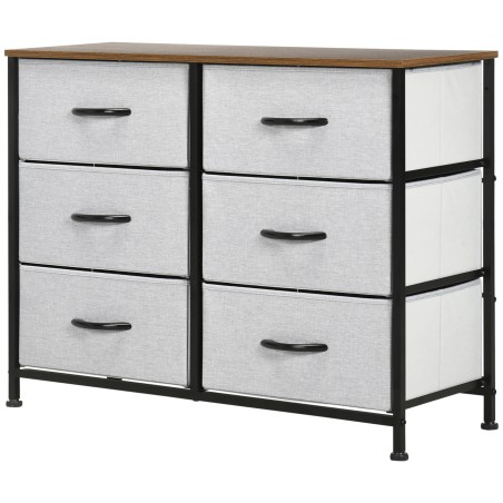 Kummut 6 riidest sahtliga, pruun-must-hall, 80 × 30 × 62,5 cm