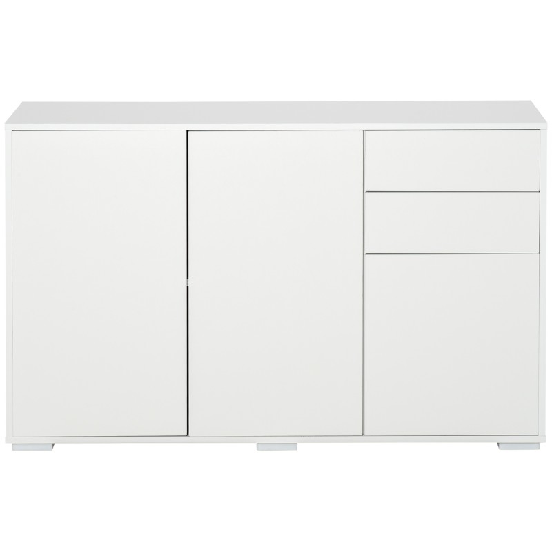 Valge puhvetkapp 2 sahtli ja Push-to-Open mehhanismiga, 117 × 36 × 74 cm