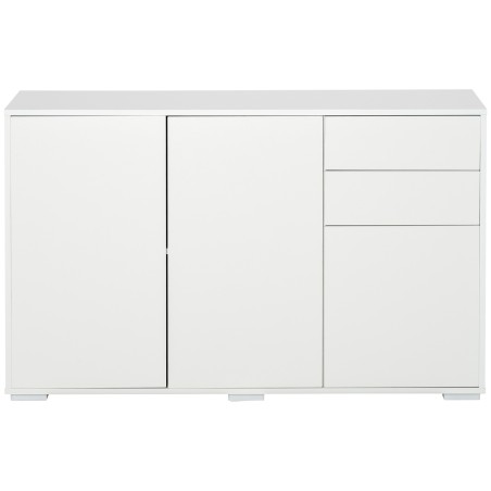 Valge puhvetkapp 2 sahtli ja Push-to-Open mehhanismiga, 117 × 36 × 74 cm