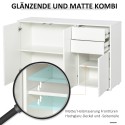 Valge puhvetkapp 2 sahtli ja Push-to-Open mehhanismiga, 117 × 36 × 74 cm