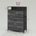 Tööstusstiilis kummut 4 riidest sahtliga, 60 × 29 × 85 cm, must