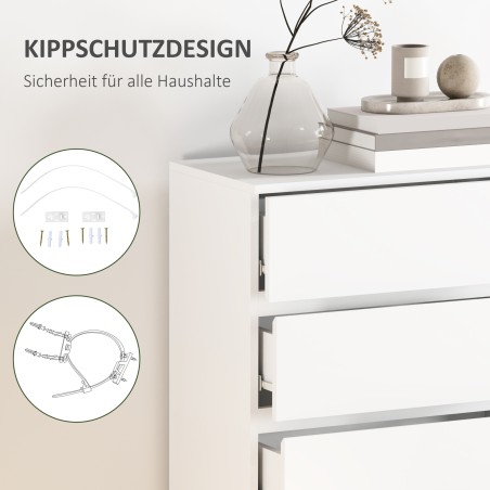 Valge 5 sahtliga kummut, 55 × 34 × 100 cm