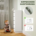 Valge moodne puidupõhine kummut 5 sahtliga, 47 × 29 × 95 cm
