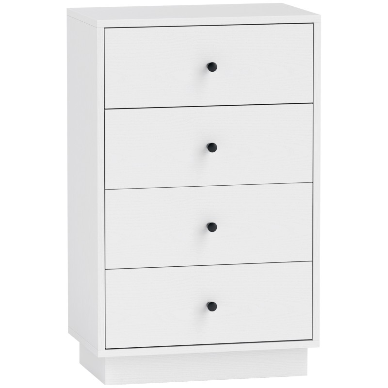 Valge moodne puidupõhine kummut 7 sahtliga, 47 × 29 × 75 cm