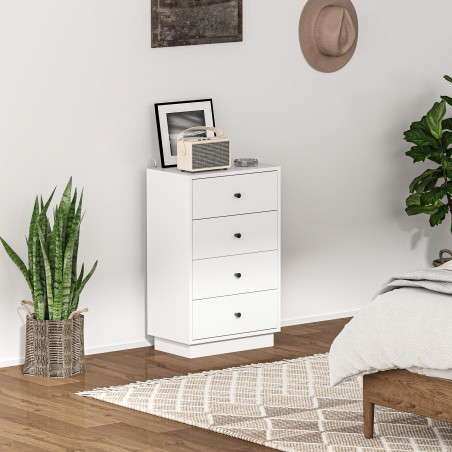 Valge moodne puidupõhine kummut 7 sahtliga, 47 × 29 × 75 cm