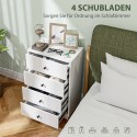 Valge moodne puidupõhine kummut 7 sahtliga, 47 × 29 × 75 cm