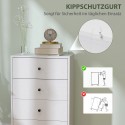 Valge moodne puidupõhine kummut 7 sahtliga, 47 × 29 × 75 cm