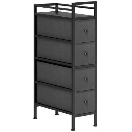 4 riidest sahtliga hoiukapp, terasraam, 20 × 43 × 81,5 cm, must