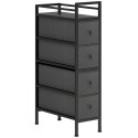 4 riidest sahtliga hoiukapp, terasraam, 20 × 43 × 81,5 cm, must