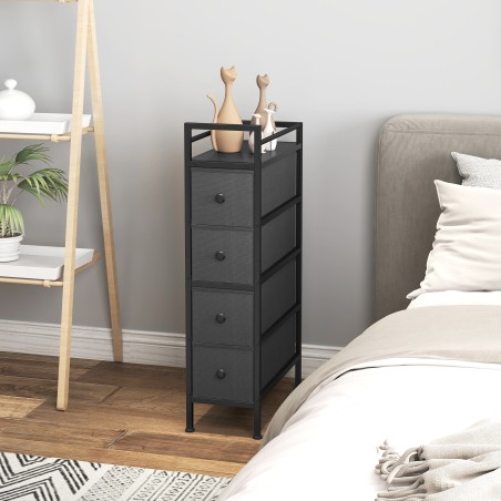 4 riidest sahtliga hoiukapp, terasraam, 20 × 43 × 81,5 cm, must